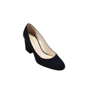 275 Central Womens Suede Round Toe Slide On Pumps Jet Black Size 36.5 6.5